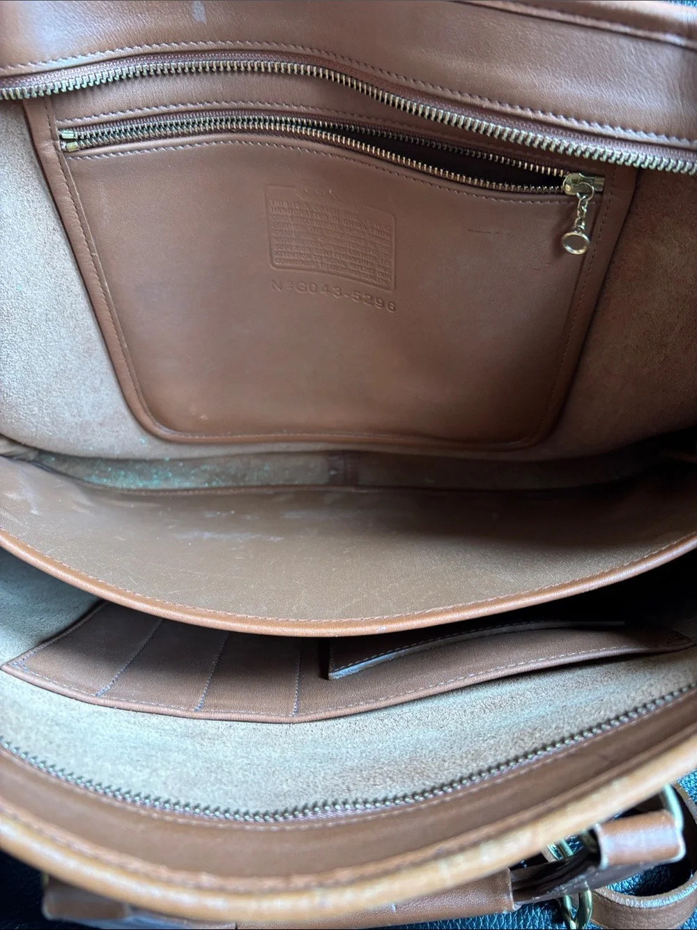 Coach Cognac Leather Briefcase with Shoulder Strap